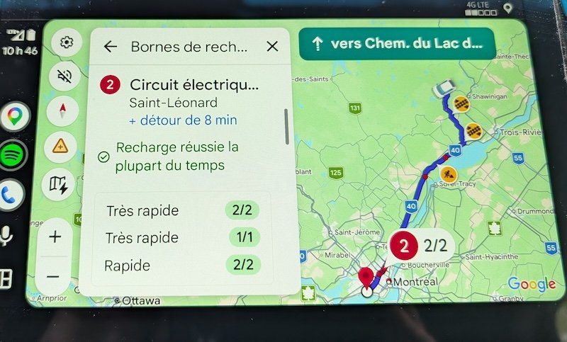Applications Google maps dans la voiture